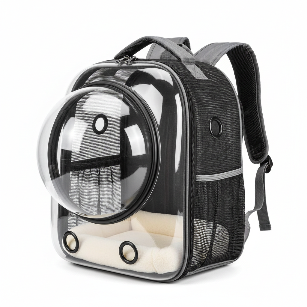 Premium transparent space cabin pet backpack with bubble window for cats