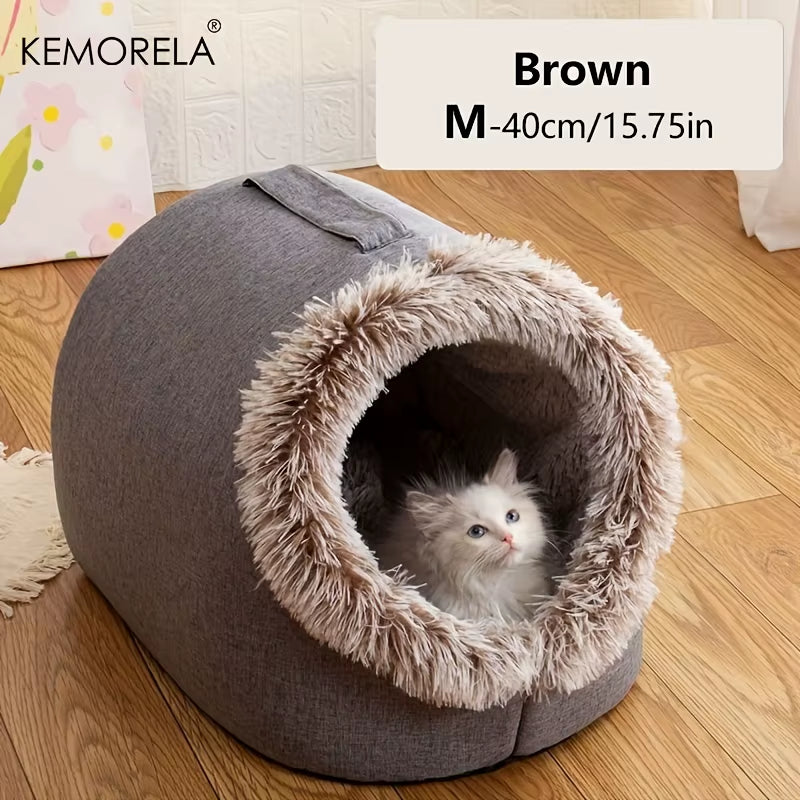 Winter Cat Bed Self-Warming Puppy House Cozy Cat Sleeping Cave Beds Indoor Kitten Nest Kennel Hut for Small Medium Cats