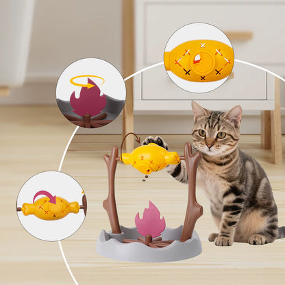 Creative Cats Slow Feeding Snack Toy Pet Interactive Food Feeding Device Educate Toys Fun Roast Chicken Leg 360° Rotating Feeder
