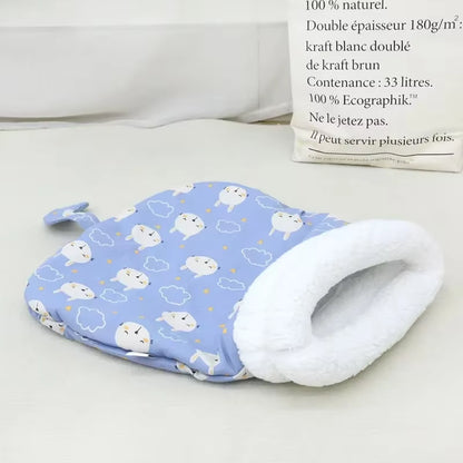 Self Warming Cat Bed, Soft Plush Cat Winter Sleeping Bag, Cat Sleeping Bag for Indoor Cats, Cute Pet Small Puppy Cat Nest Bed