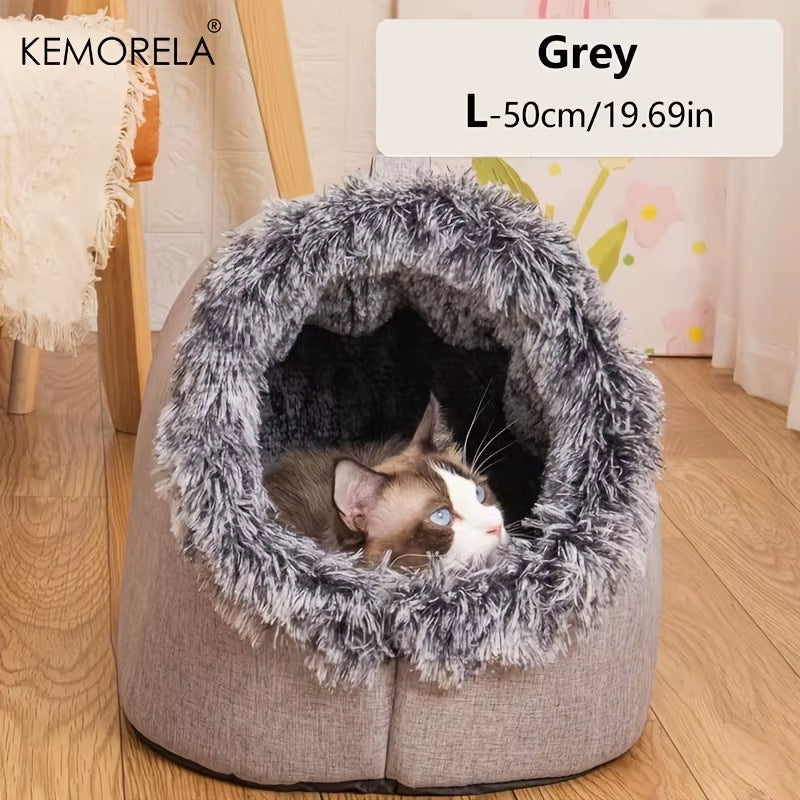 Winter Cat Bed Self-Warming Puppy House Cozy Cat Sleeping Cave Beds Indoor Kitten Nest Kennel Hut for Small Medium Cats